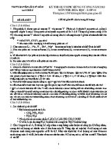 Đề thi olympic Hùng Vương năm 2013 môn thi Hóa học - Lớp 10